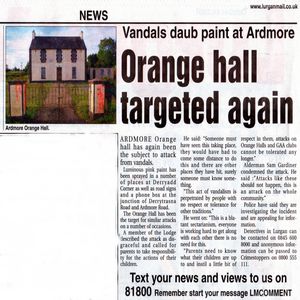 Republicans paint IRA slogans on Ardmore Orange Hall